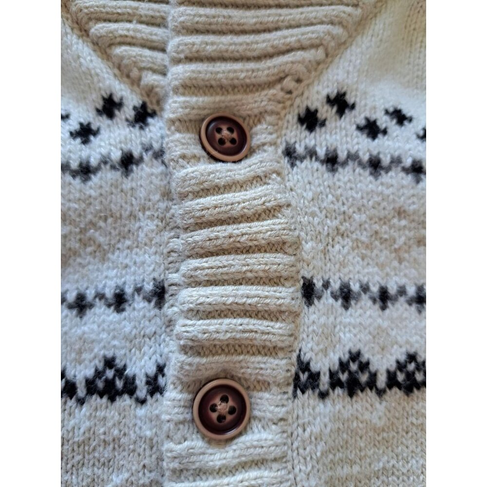 Janie & Jack Baby Cardigan Shawl Sweater 12-18 Mo Beige Nordic Cotton Blend - Picture 2 of 10